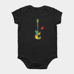 Color Puzzle Bass Guitar Silhouette Baby Bodysuit